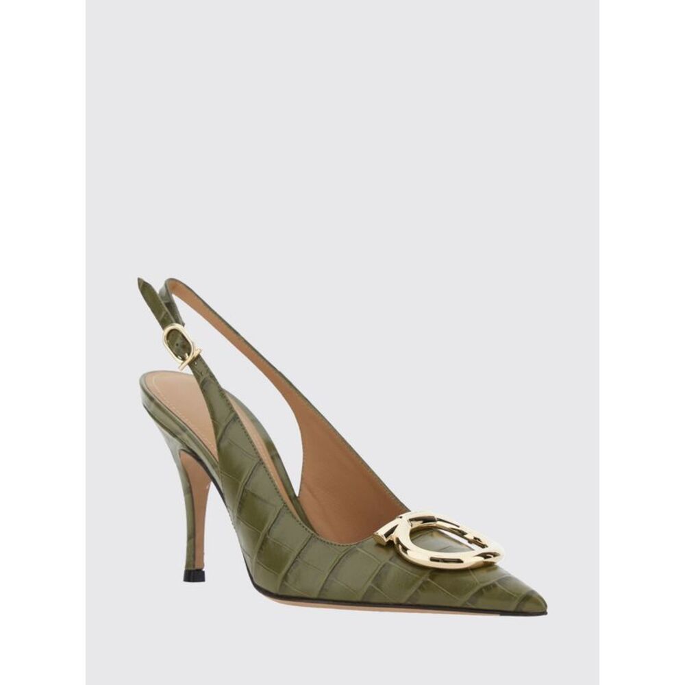 Ferragamo Women Ferragamo Maxi Gancini Croc-Effect Leather Slingback Pumps